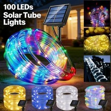 Solar Outdoor String Lights Rope LED Tube Tree Light Garden Waterproof 39FT