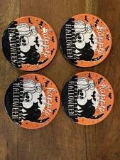 Certified International Set of 4 Melamine Halloween Canape Plate Set NEW