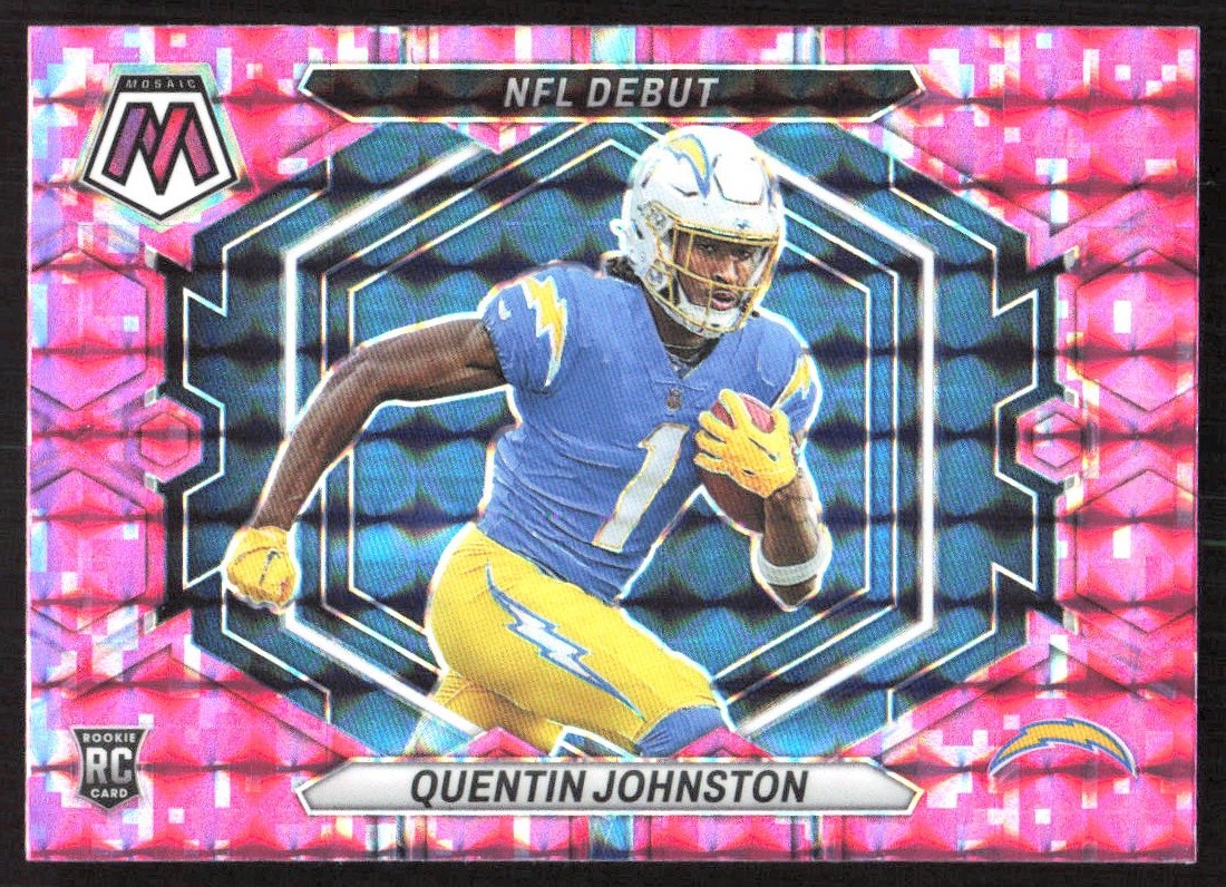 327J 2023 Panini Mosaic #ND-16 Quentin Johnston Camo Pink Mosaic