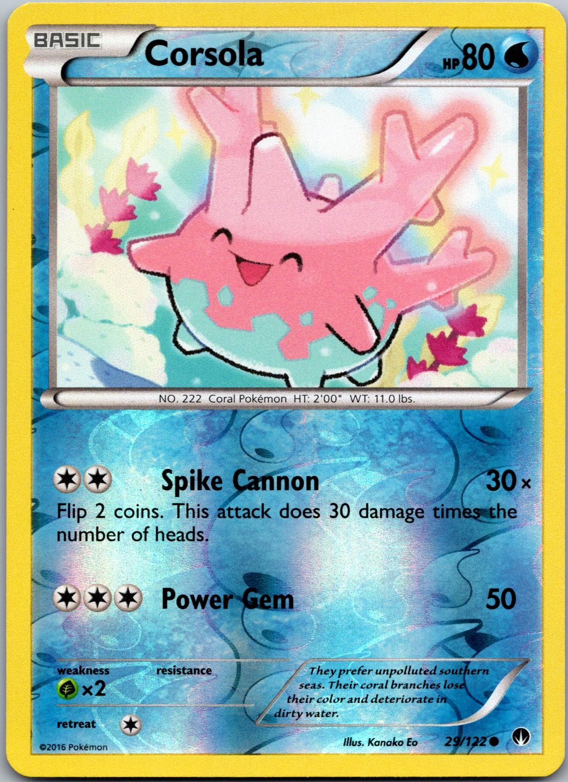 POKEMON CORSOLA 29/122 COMMON REVERSE HOLO BREAKPOINT NM/M