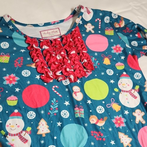 Cheeky Plum Girls Christmas Pajama Set | Size 12Y | Festive Ruffle Top - Picture 7 of 10