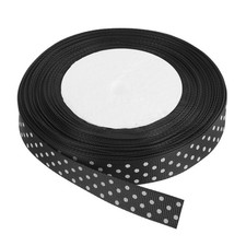 Grosgrain Ribbons 25 Yards 5/8 Inch Black with White Dots Ribbon Bow