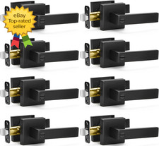 8 Pack Matte Black Door Handles Privacy Door Levers Keyless Interior Door Knobs