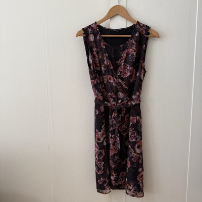 Street One Womens Fairy Grunge Belted Dress EUR40 Floral Semi Sheer Y2K