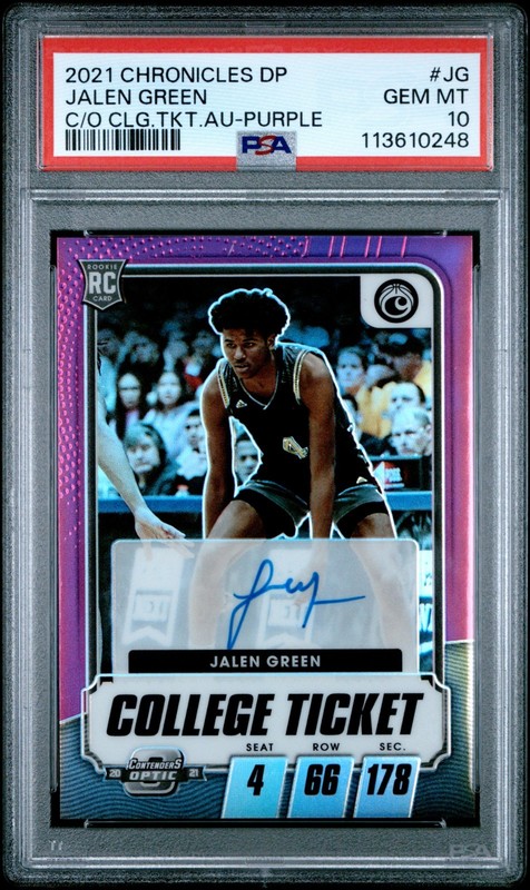2021 PANINI DP CONTENDERS OPTIC JALEN GREEN #/25 AUTO COLLEGE TICKET PSA 10 RC