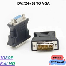 Image of DVI-D to VGA Adapter DVI 24+5 Male SVGA 15 Pin Female Converter for PC Laptop UK