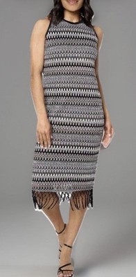 Studio Park x Vanessa Herring Size Large Textured Knit Dress Fringe