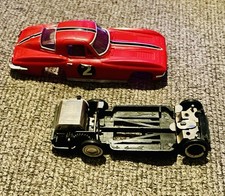 Vintage Ideal Motorific Racing Slot Car Corvette Chassis, Body,  Motor Red
