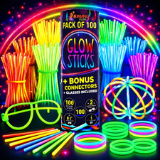 -205 Pcs Glow Sticks-100 Pack Bulk Party favors for Kids-Neon Glow