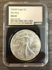 2024(P) $1 American Silver Eagle w Star Privy NGC Graded MS69 in Black Core Slab