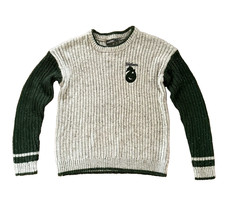Harry Potter Slytherin Sweater Gray Dark Green Ribbed Embroidered Woman's Size S
