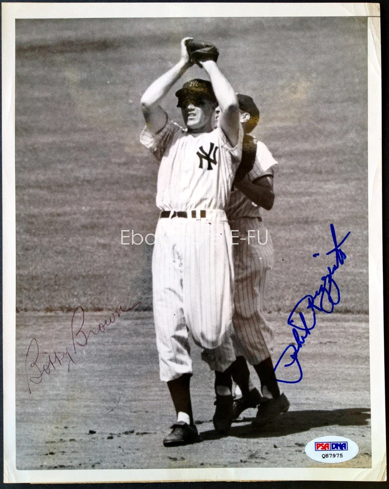 PHIL RIZZUTO BOBBY BROWN Dual Signed Original 1954 Press Photo PSA/DNA Autograph - Image 2 of 4