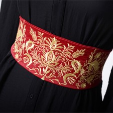 1X Ladies Floral Embroidered Japanese Cummerbund Wide Belt Obi Waistband Retro