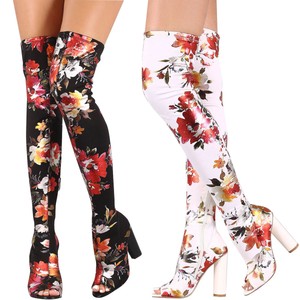 thigh high floral boots