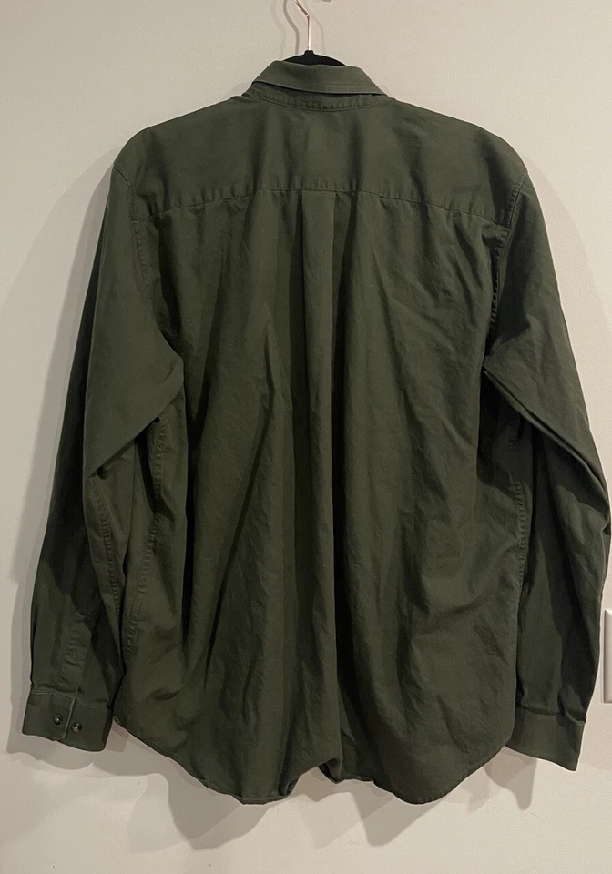 Eddie Bauer Men’s XL Tall Shirt Long Sleeve Army Green Button Up 100% Cotton Top - Image 2 of 4