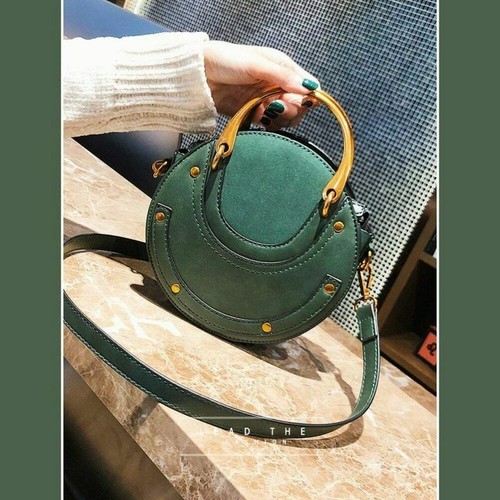 Runde Scrub Damen Kunstleder Taschen Retro kleine runde Dame Schulter Handtasche - Bild 7 von 18