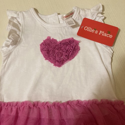 New NWT Ollies Place Pink Heart Frill Tutu Party Dress Size 18 Months Baby Girl - Picture 2 of 7