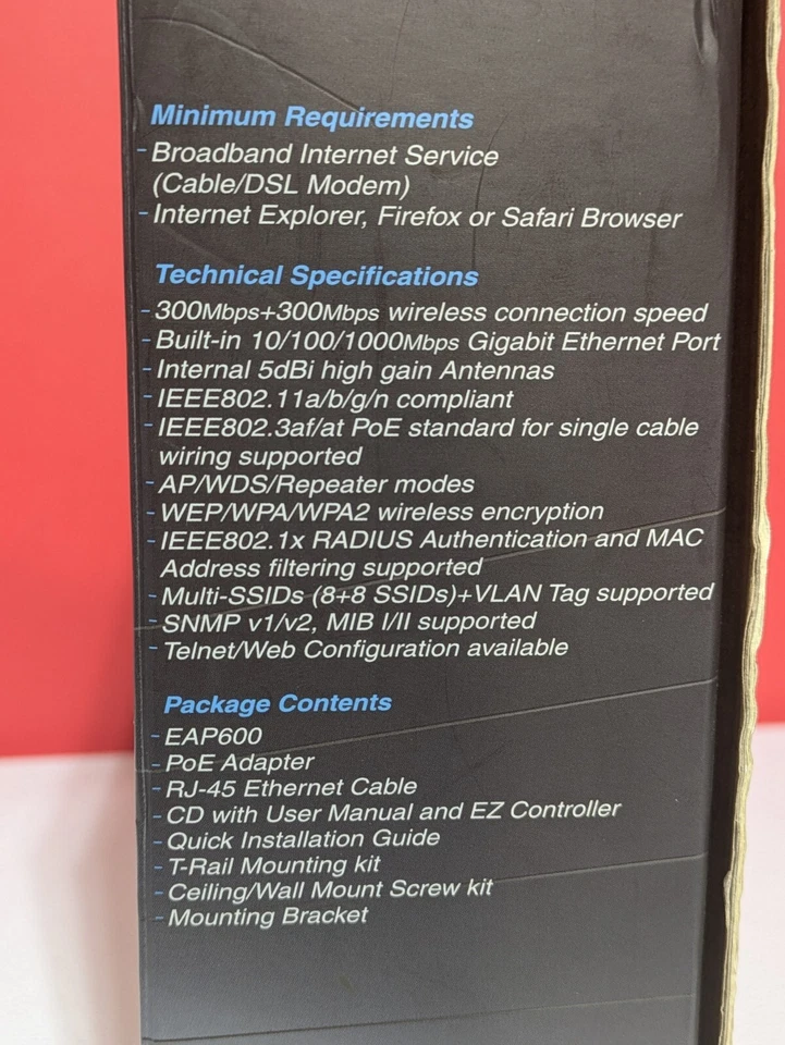 EnGenius EAP600 Dual-Band Ceiling Mount Indoor Wireless Access Point New NOB - Image 3 of 4