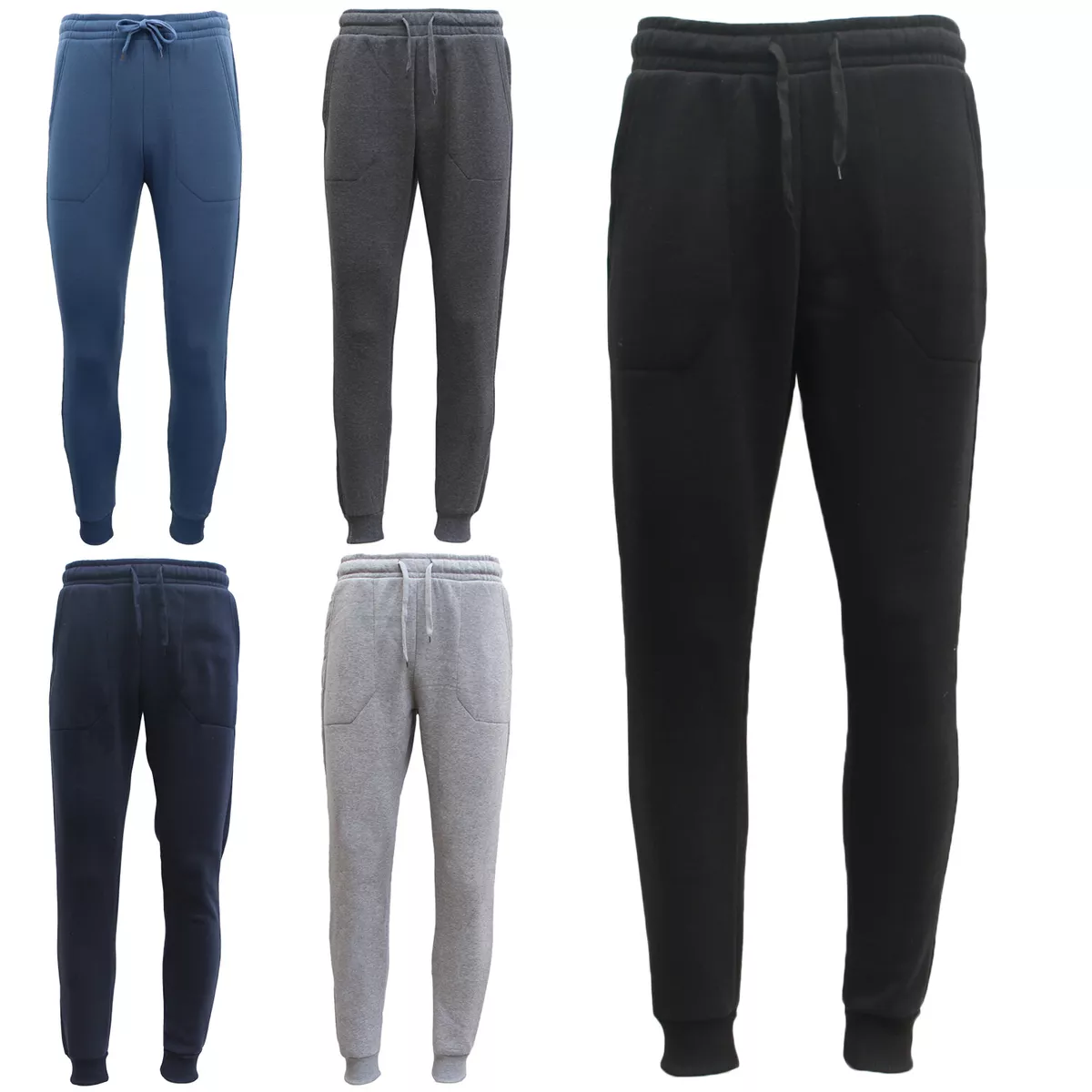 Mens Unisex Fleece Lined Sweat Track Pants Suit Casual Trackies Slim Cuff XS-6XL