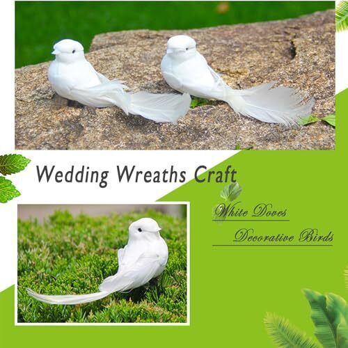 En Palomas Blancas Pájaros Decorativos Simulación Artificial Espuma Emplumada 2 piezas Clip - Imagen 3 de 7