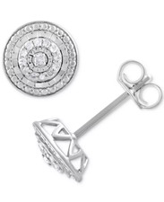 Diamond Multi-Halo Stud Earrings (1/10 ct. t.w.) in Sterling Silver