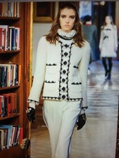 CHANEL 15A PARIS-SALZBURG NEW Tweed Ecru Black Gold Jacket CC buttons FR48- FR44