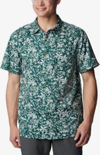 COLUMBIA Mens PFG Super Slack Tide Camp Shirt Green Print Small 60 NWT
