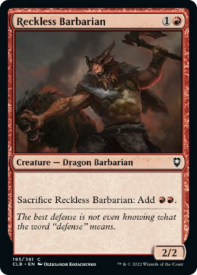 Reckless Barbarian FOIL Commander Legends: Battle for Baldur's Gate NM ABUGames