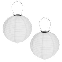 2 StüCk Led Lampion ø 20Cm Solar Garten Laterne Weiß Gartenlampion Lampenschirm