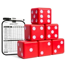 GoSports Giant 3.5" Red Foam Playing Dice Set with Bonus Scoreboard