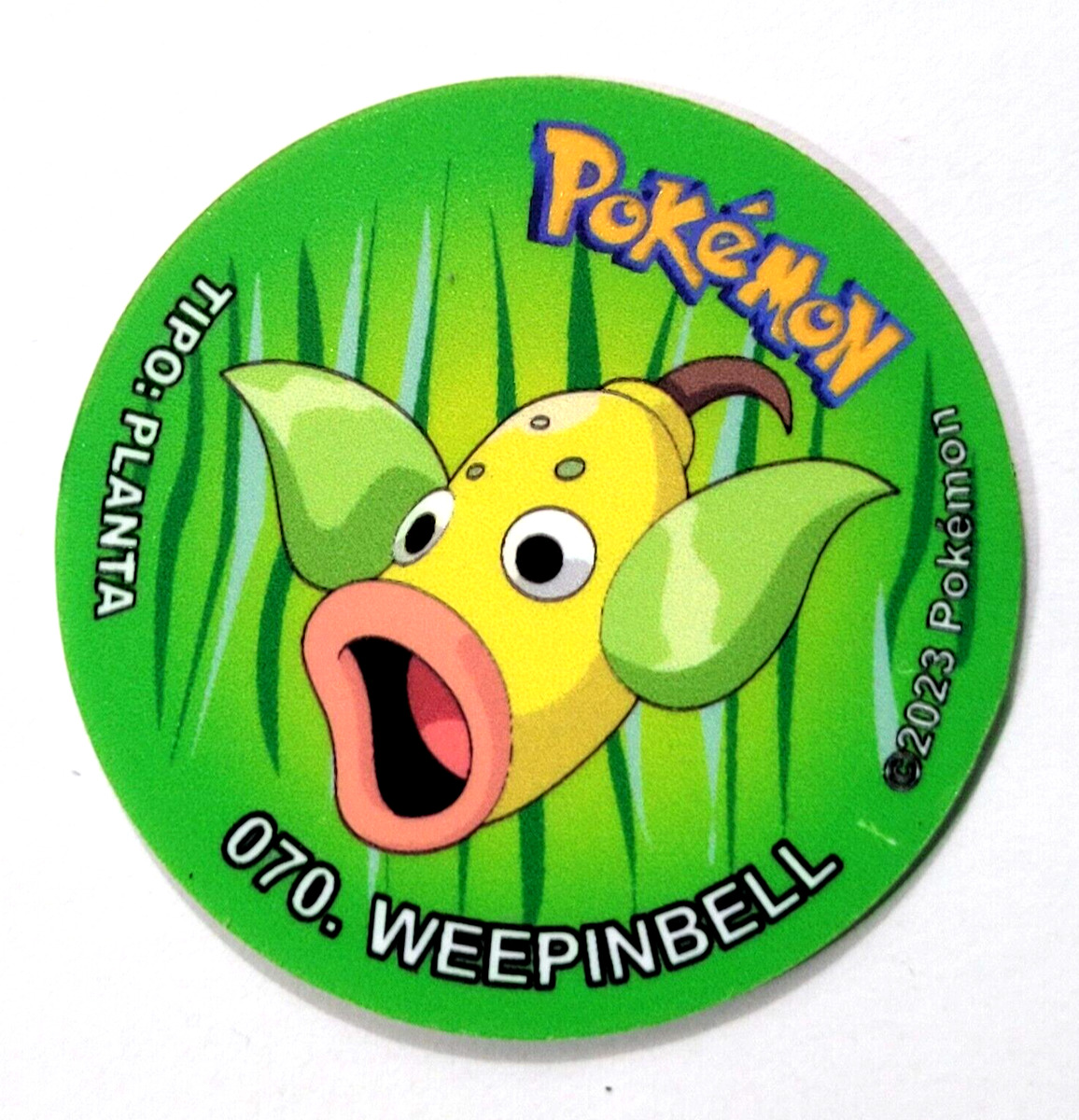 TAZO POKEMON EC1 #070 WEEPINBELL 2023 Kanto PERU South America Pogs Flips  Taps