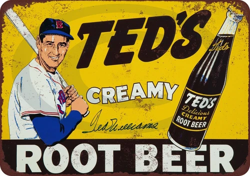 Ted Williams for Ted's Root Beer Vintage Look Reproduction Metal Sign 8 x 12