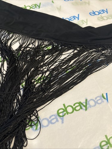 Nasty Gal Womens Plain Fringe Bodysuit Long Sleeve Black Size 4 - Picture 3 of 15