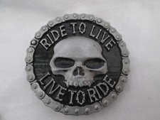 RARE Harley Davidson Live To Ride RIde To Live  Buckle Willie G Skull Chain Edge