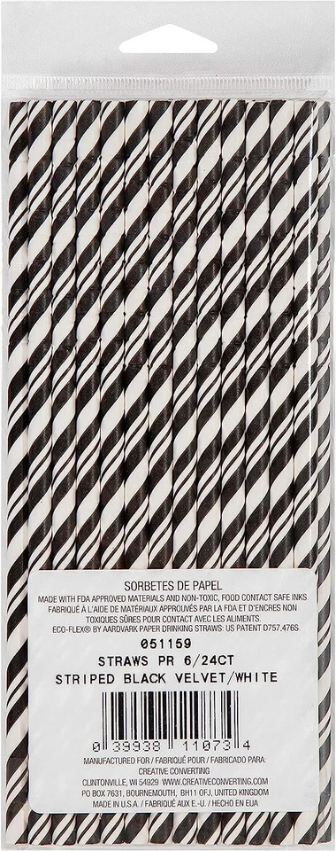CEG Paper Straws, Black & White Striped (051159) - Image 4 of 4