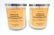 Bath & Body Works set of 2 Single Wick 8oz Candles Vanilla Pumpkin Marshmallow