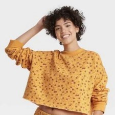 Women  s Size XL  Colsie Floral Fleece Lounge Crop Sweatshirt