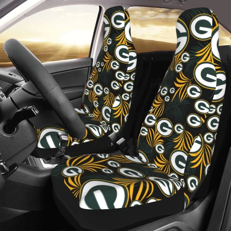 2pcs Green Bay Packers Elastic Car Seat Covers Printed Seat Cover Universal