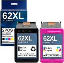 62XL Ink Cartridges Combo Pack for HP Envy 5540 5549 5640 5660 7640 5740 Printer