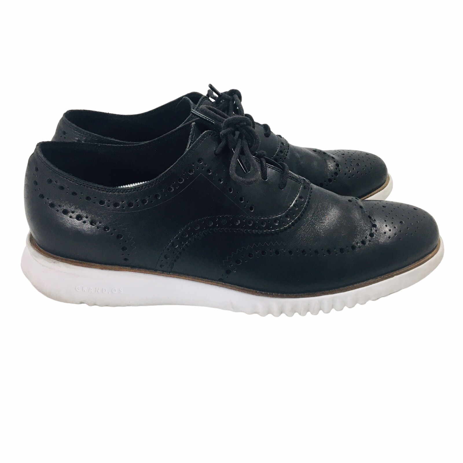 SAOLA Scarpe da ginnastica Cole Haan Oxfords da uomo 13 nere in pelle a punta alare Grand OS
