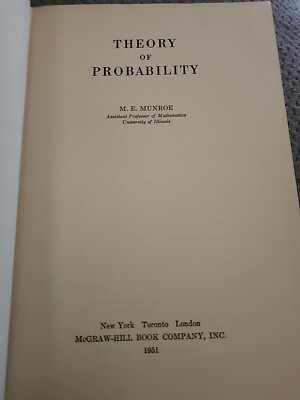 Theory of Probability, M. E. Munroe 1951, McGraw-Hill Book Vintage 