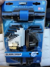 HART 22-PC BALL END HEX KEY SET & HANDLE SAE MM New Sealed