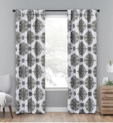 Eclipse 37in x 95in Olivia Green Rod Pocket Blackout Curtain Panels 