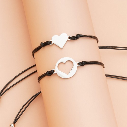 Mother Daughter Hollow Love Heart Adjustable Stainless Bracelet Wish Gift Card - Picture 2 of 4