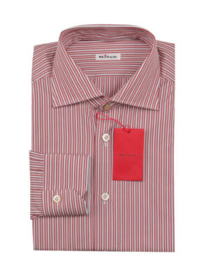 Kiton Rotes Gestreiftes Baumwollhemd - Slim - (KT126222)