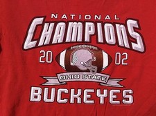 2002 National Collegiate Football Champions Ohio State Buckeyes red t shirt sz L
