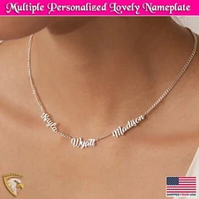 Custom Name Necklace Multiple Personalized Nameplate Pendant Stainless Steel USA