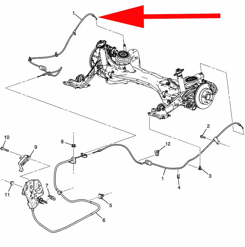 2006-2012 Chevrolet Malibu Saturn Aura трос стояночного тормоза задняя пассажирская сторона - Изображение 4 из 4