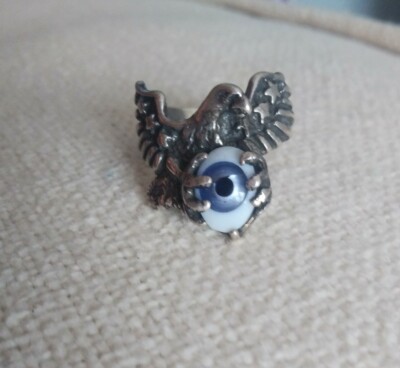 Sterling Silver Eagle Ring Eye Tombstone Silverworks last of stock biker 
