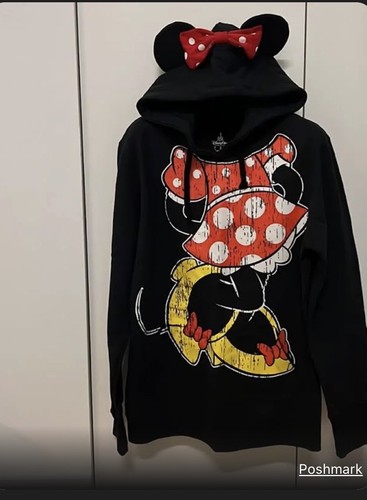 Disney Parks Minnie Mouse with Ears Hoodie Sweatshirt Women's Size M /Kids XxxL
